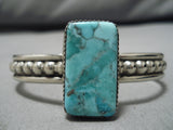 Rare Ray Tafoya Rectangular Turquoise Vintage Native American Navajo Sterling Silver Bracelet-Nativo Arts