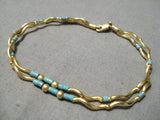 Solid 14k Gold Vintage Native American Turquoise Heishi Bracelet-Nativo Arts