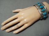 Wave Expert Vintage Native American Navajo Morenci Turquoise Sterling Silver Bracelet Old-Nativo Arts