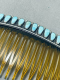Marvelous Vintage Native American Navajo Kingman Turquoise Sterling Silver Hair Comb-Nativo Arts