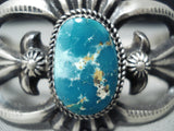 Signed Vintage Native American Navajo Gilbert Turquoise Sterling Silver Bracelet-Nativo Arts