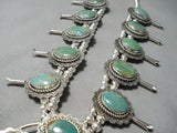 300 Gram Native American Green Turquoise Sterling Silver Squash Blossom Necklace-Nativo Arts