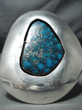 One Of The Biggest Vintage Native American Navajo Morenci Turquoise Sterling Silver Bracelet-Nativo Arts