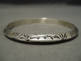 Striking Vintage Navajo Beveled Bangle Sterling Silver Native American Bracelet-Nativo Arts