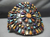 Best Vintage Native American Navajo Multi Stone Turquoise Sterling Silver Circular Bracelet-Nativo Arts
