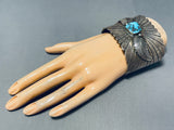 Mind Boggling Vintage Mens Native American Navajo Turquoise Sterling Silver Bracelet-Nativo Arts