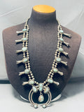 Best Vintage Native American Navajo #8 Turquoise Sterling Silver Squash Blossom Necklace-Nativo Arts