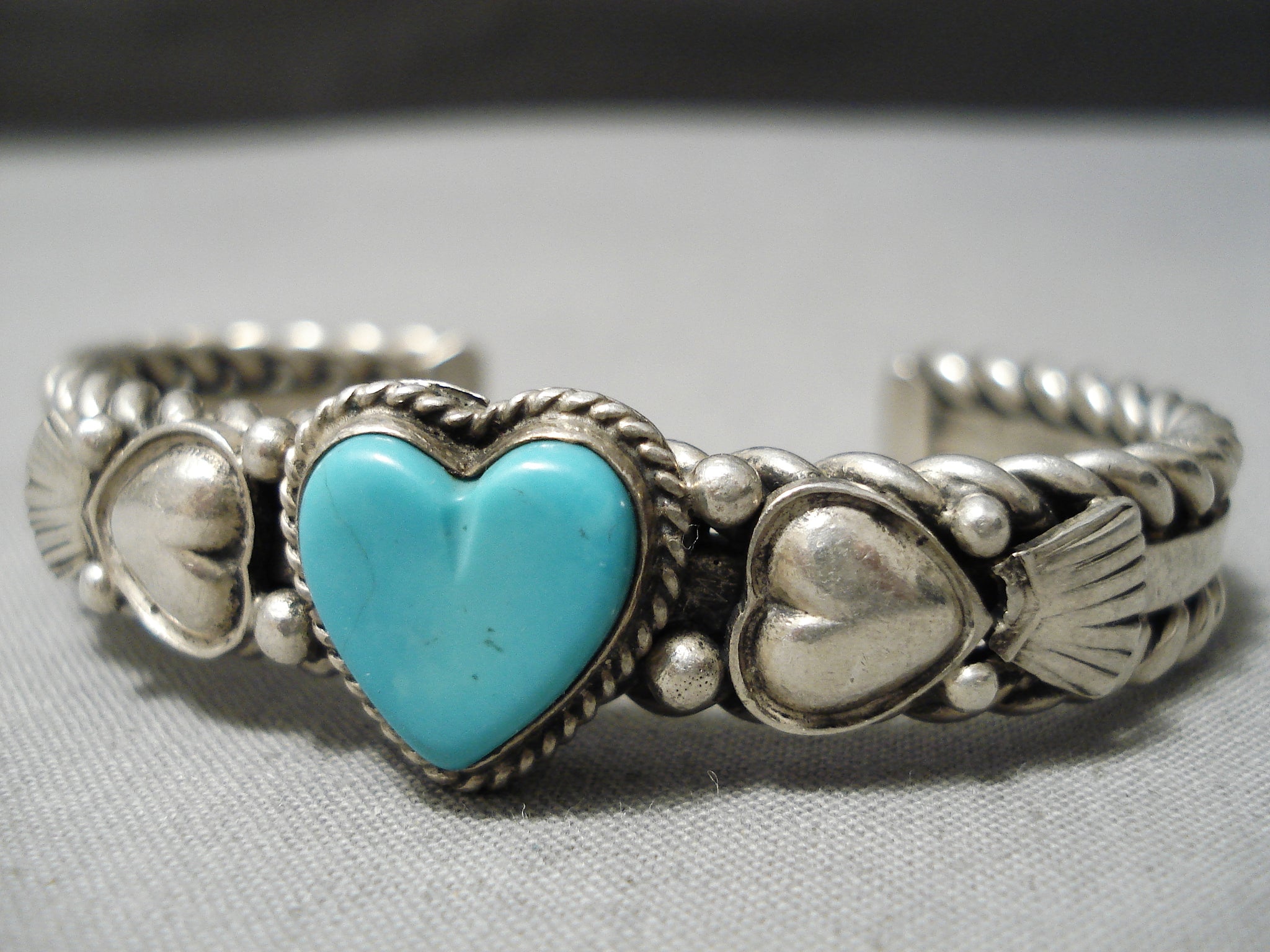 Sterling Silver Turquoise Heart Bracelet