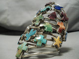 Largest Best Vintage Native American Navajo Turquoise Fetish Sterling Silver Bracelet Old-Nativo Arts