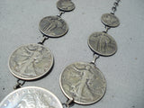 Exceptional Navajo Native American Silver Coins Necklace-Nativo Arts