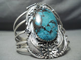 One Of The Biggest Vintage Native American Navajo Spiderweb Turquoise Sterling Silver Bracelet-Nativo Arts
