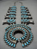 Amazing Vintage Native American Navajo Turquoise Sterling Silver Squash Blossom Necklace-Nativo Arts