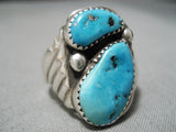 Striking Vintage Native American Navajo Sleeping Beauty Turquoise Sterling Silver Ring-Nativo Arts