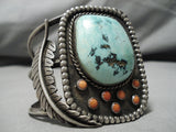 One Of Largest Vintage Native American Navajo Easterm Blue Turquoise Sterling Silver Bracelet-Nativo Arts