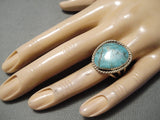Amazing Vintage Native American Navajo Blue Diamond Turquoise Sterling Silver Ring-Nativo Arts