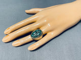 Huge Heavy Vintage Native American Navajo Cerrillos Turquoise Sterling Silver Ring-Nativo Arts