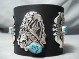 rich singer Native American Navajo Sleeping Beauty Turquoise Sterling Silver Bowguard-Nativo Arts