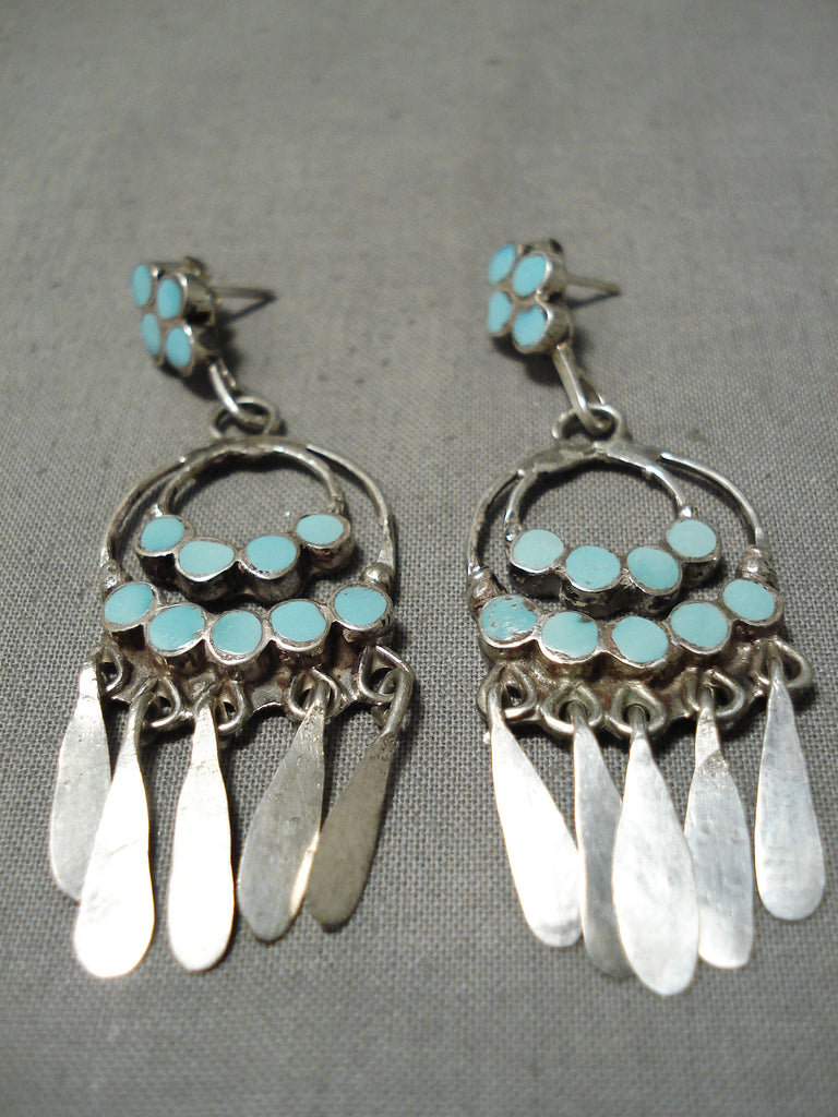 Delicate Vintage Zuni Turquoise orders & Sterling Silver Applique Earrings