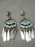 Fab Vintage Native American Zuni Turquoise Sterling Silver Chandelier Earrings-Nativo Arts