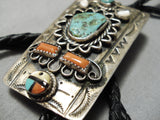 Native American Tremendous Vintage Zuni Turquoise Sterling Silver Bolo Old-Nativo Arts