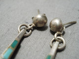 Astounding Vintage Native American Navajo Turquoise Sterling Silver Earrings Old-Nativo Arts