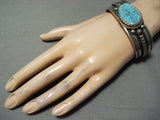 Native American Important Famous Al Jake High Grade Turquoise Sterling Silver Bracelet-Nativo Arts