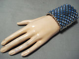 One Of The Best Native American Navajo Lapis Sterling Silver Bracelet-Nativo Arts