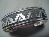 Authentic Thomas Singer Vintage Native American Navajo Sterling Silver Geometric Bracelet-Nativo Arts