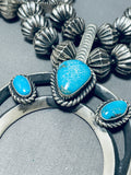 300 Gram Native American Navajo Turquoise Sterling Silver Squash Blossom Necklace-Nativo Arts