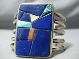 Important Vintage Native American Navajo Olivia Whitethorne Lapis Sterling Silver Bracelet-Nativo Arts