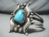 Majestic Native American Navajo Turquoise Sterling Silver Bracelet Signed-Nativo Arts