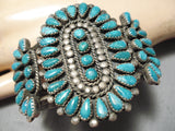 Rare Vintage Native American Navajo Gilbert Turquoise Sterling Silver Bracelet Old-Nativo Arts