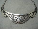 Important Vintage Native American Hopi Cleopatra Sterling Silver Waterwave Necklace-Nativo Arts