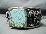 Phil Secatero Native American Navajo Turquoise Sterling Silver Scorpion Bracelet-Nativo Arts