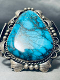 One Of Best Ever Vintage Native American Navajo Blue Diamond Turquoise Sterling Silver Bracelet-Nativo Arts