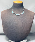 Gorgeous Vintage Native American Navajo Blue Gem Turquoise Sterling Silver Choker Necklace-Nativo Arts