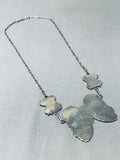 Native American Extreme Intricacy Vintage Zuni Turquoise Butterfly Sterling Silver Necklace-Nativo Arts