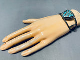Rare Old Persin Turquoise Vintage Native American Navajo Sterling Silver Bracelet Cuff-Nativo Arts
