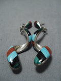 Dramatic Vintage Navajo Sterling Silver Native American Earrings Old-Nativo Arts