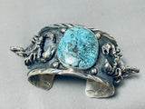 Intriguing San Felipe Blue Diamond Turquoise Sterling Silver Scorpion Bracelet-Nativo Arts
