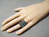 Marvelous Vintage Zuni Native American Needle Turquoise Sterling Silver Ring-Nativo Arts