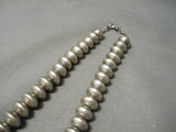One Of The Finest Hand Tooled Vintage Native American Navajo Sterling Silver Bead Necklace-Nativo Arts