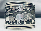 Best Vintage Native American Navajo Thomas Singer Buffalo Sterling Silver Bracelet-Nativo Arts