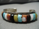 Native American Important Vintage Ottawa Carlos Eagle Turquoise Inlay Sterling Silver Bracelet-Nativo Arts