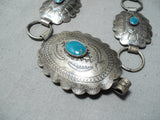 Amazing Vintage Native American Navajo Blue Gem Turquoise Sterling Silver Concho Belt Old-Nativo Arts