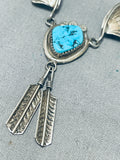 Incredible Vintage Native American Navajo Morenci Turquoise Sterling Silver Necklace-Nativo Arts