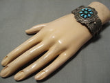 Rare Vintage Native American Navajo Satellite Turquoise Sterling Silver Bracelet-Nativo Arts