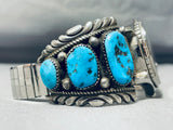 Important Vintage Native American Zuni Sleeping Beauty Turquoise Sterling Silver Watch Bracelet-Nativo Arts