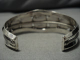 Striking Vintage Native American Navajo Harrison Jim Sterling Silver Green Turquoise Bracelet-Nativo Arts