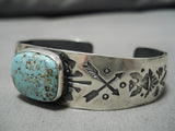 Important Jeanette Dale Native American Navajo #8 Turquoise Sterling Silver Bracelet Cuff-Nativo Arts